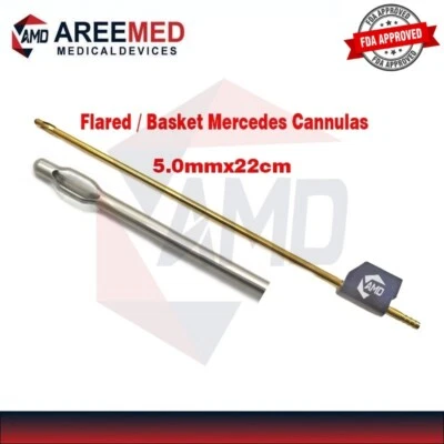 Flared Mercedes Cannula, 5.0mm, 22cm, Microaire Pal Fitting Cannula - Image 1 of 4