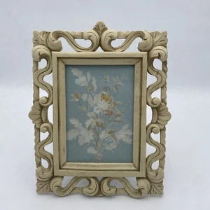 Photo Frame Whitewashed Baroque Antique Design Cast In Resin 9x11” OD 5x7” - Picture 1 of 16
