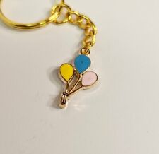 Colorful Baloons - Charm Keychain / Pendant Key Chain - Gold Color Metal