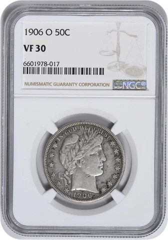 1906-O Barber Silver Half Dollar VF30 NGC Cover