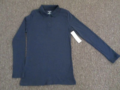 Niñas Camisa Polo Manga Larga Pequeño Grande XL 2x Rojo Blanco Morado Azul Marino NUEVO   Foto 1 de 4