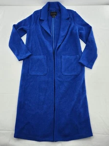 Tahari Womens Size XS Royal Blue Wool Blend Open Front Long Coat - Picture 1 of 5
