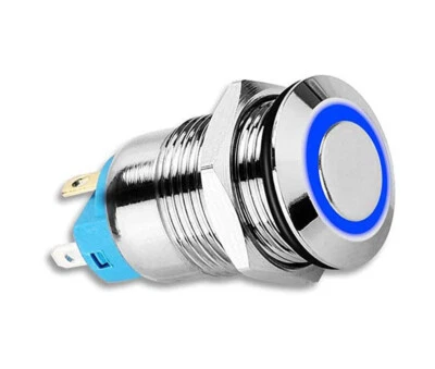 1 x Drucktaster mit blauem LED Ring  Ein / Aus Drucktaster 12 mm Ø - Bild 1 von 4