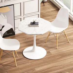31.50" Modern Coffee Table Sofa Side table Octagonal Marble Pattern Metal Base - Picture 1 of 8
