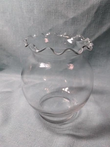Vintage Indiana Glass Co. Clear Glass Ruffled Top Ivy Bowl Fishbowl Flower Vase - Picture 1 of 12