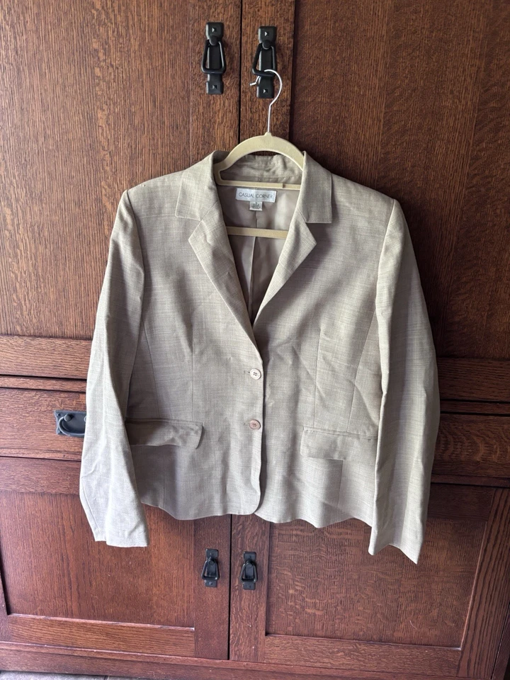 Blazer vintage informal de esquina para mujer talla 10 tostado chaqueta de 2 botones Foto 1 de 4
