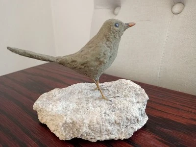 Antike Deko Skulptur Vogel Stein Metall - Bild 1 von 4