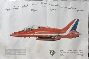 Signed Print Hawk T1 Red Arrows XX251 Feb 1980 Royal Air Force Aerobatic Team - Picture 1 of 1
