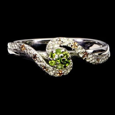 Anillo de plata de ley 925 redondo cromo diopsido zafiro piedras preciosas joyería talla 6,5 Foto 1 de 4