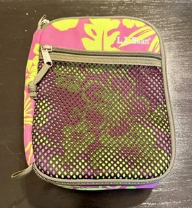 LL Bean Lunch Box Pink Flower Print Hawaiian Mesh Pocket Soft Sided Excellent! - Picture 1 of 7