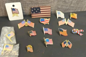 Lote de 16 Patrióticos Americanos EE. UU. Alfileres de solapa de bandera y corbata TACK - Imagen 1 de 9