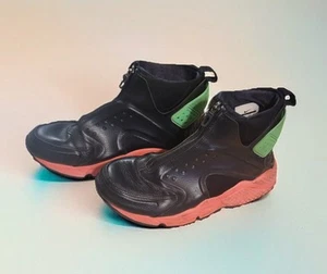 Womens HUARACHE MIDNEW HEIGHTS Hightop Shoes Size 8.5 Black Pink Green - Picture 1 of 8