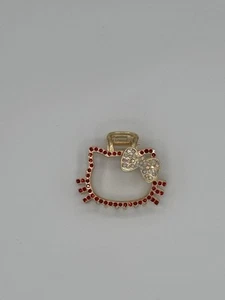 Sanrio Hello Kitty Hair Clip Gold Rhinestone Hair Red Sparkle Hair Claw NEW - Picture 1 of 5