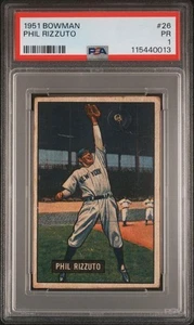 1951 Bowman Original Baseball Card PHIL RIZZUTO #26 New York Yankees PSA 1 - Picture 1 of 2