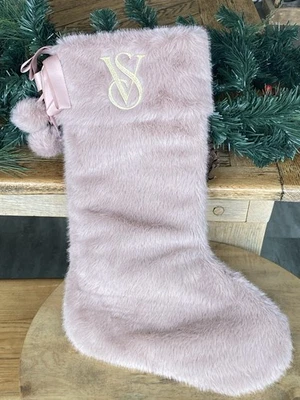 Medias de Navidad Victoria’s Secret rosa malva súper suaves de piel sintética nuevas con etiquetas VS Embos Foto 1 de 4