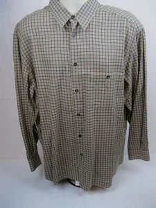 Zanella Mens Shirt XL X-Large LS Long Sleeve Beige Black Plaid Italy - Picture 1 of 6