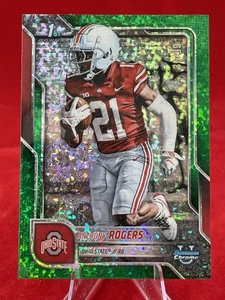 Anthony Rogers 2025 Bowman Chrome U 1st Green Mini Diamond 36/99 Ohio State - Picture 1 of 4