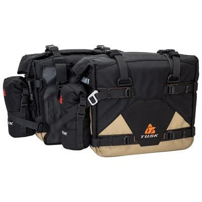Tusk Pannier Racks Pilot Bags w/ Holders Black/Tan For SUZUKI DR650S DR650SE - Image 1 of 1