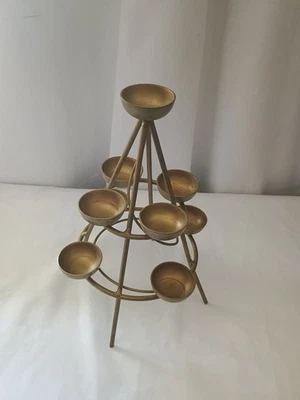 Candelabro pirámide candelabro de luz de té votivo de metal usado soporte de vela único Foto 1 de 4