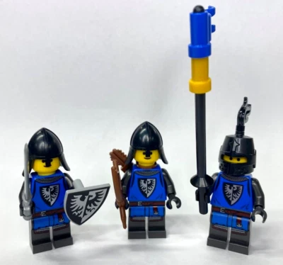 LEGO Castle - Lot of 3 Black Falcon Minifigures - Archer Knight Swordsman Army - Image 1 of 4