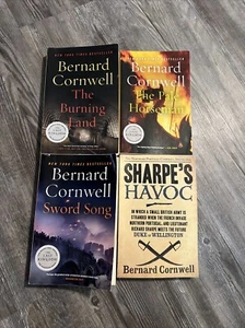 4 BERNARD CORNWELL BOOKS , BURNING LAND, SWORD SONG, HAVOC, PALE HORSEMAN - Picture 1 of 6