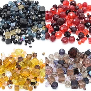 80G X MIXED SHAPE AND SIZE GLASS BEADS FOR JEWELLERY MAKING - PICK COLOUR - Picture 1 of 9