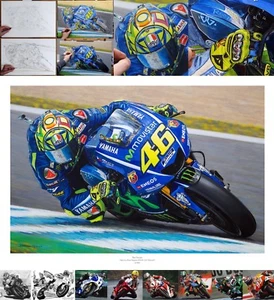 Valentino Rossi The Doctor 2017 MotoGP Yamaha YZRM1 Ölgemälde Fine Art Print - Bild 1 von 10