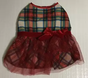 Merry & Bright Plaid Holiday Pet Dress Medium PREOWNED - Picture 1 of 4