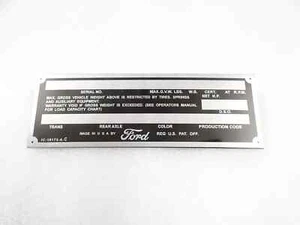 PLACA DE DATOS PARA CAMIONETA FORD F100 VINTAGE AÑOS 50 #V280-8 - Imagen 1 de 6