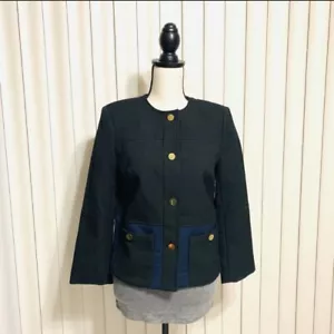 NEW H&M Black & Navy Color Block Professional Jacket with Gold Buttons, Size 6 - Picture 1 of 10