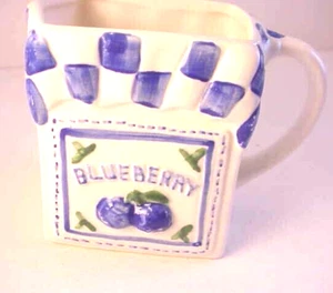 Vintage Ceramic Hand Painted Blueberry Design Creamer or Syrup White Container - Picture 1 of 6