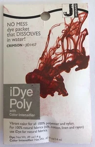 Jacquard IDYE Tinte Carmesí 1457 iDye Poli 14 Gramos Seda Algodón Lino Rayón Rojo - Imagen 1 de 12