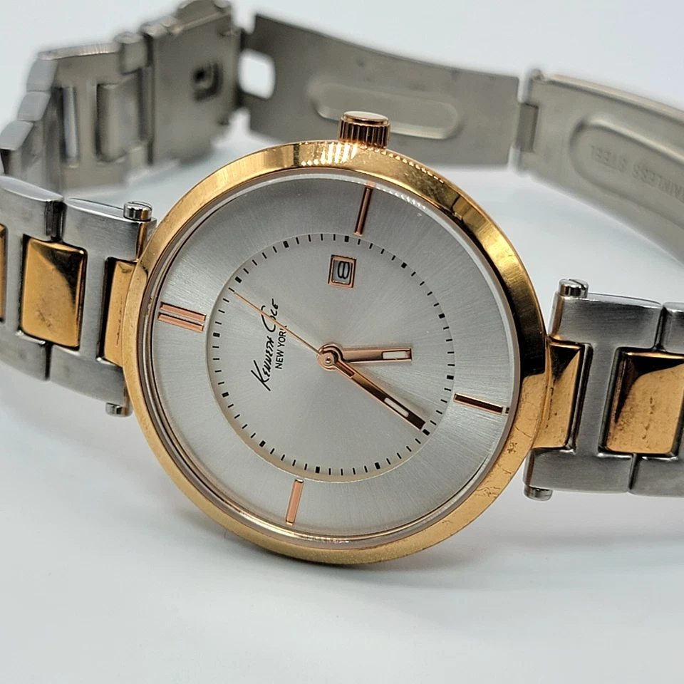 Reloj Mujer Kenneth Cole 34mm KC4713 Indicador Fecha Banda Dos Tonos, Funciona Foto 1 de 4
