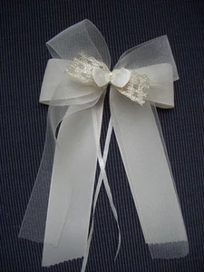 10*Lazos de antena*Lazo de coche*Taft*Encaje*crema*Perla*BODA - Imagen 1 de 3