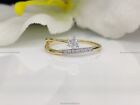 14k Gelbgold Natürlicher Diamant Blumen Versprechen Verlobungsring für Damen