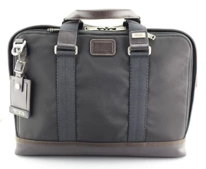 TUMI Alpha Bravo 'Andrews' Black / Brown Nylon Slim Briefcase - 222390HK2 - Picture 1 of 8