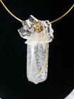 Fabulous Hand Carved Crystal Flower Pendant Necklace Gold-plate Marked AG 925