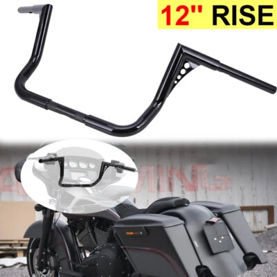 12" in Rise Ape Hanger HandleBar For Harley Touring Electra CVO Road Glide FLHT - Image 1 of 4