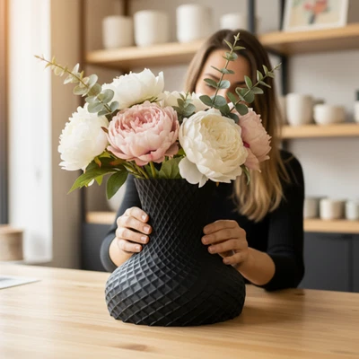 Moderne Vase für Kunst- und Echtblumen aus Bio-Kunststoff, Größen- und Farbwahl - Bild 1 von 4