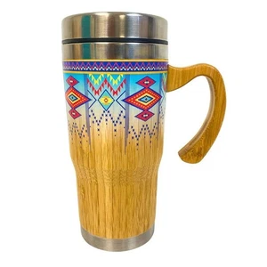 Bamboo and Stainless Steel 15 oz Southwest Design Travel Mug - FREE SHIPPING - Picture 1 of 5