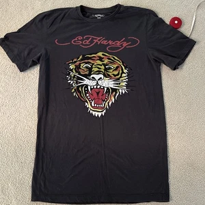 Ed Hardy Tiger Head Shirt Black Size Med/large Y2K Grunge - Picture 1 of 5