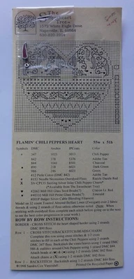 The Sweetheart Tree Flamin' Chili Peppers  Heart Cross Stitch Pattern with Charm - Image 1 of 4