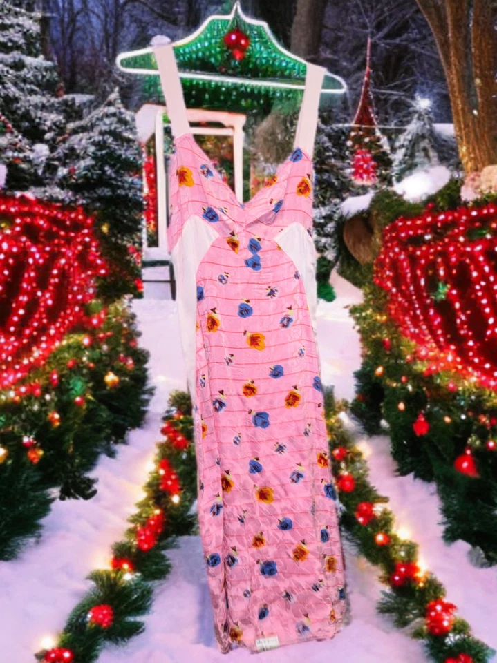 Vestido floral de seda rosa vintage de mediados de la década de 1990 Voyage London - talla M Foto 1 de 4