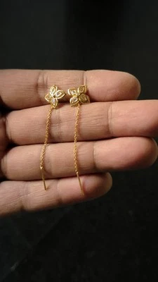 Pendientes enhebrador circular de plata 925 para mujer de moda regalo de Navidad.  Foto 1 de 4