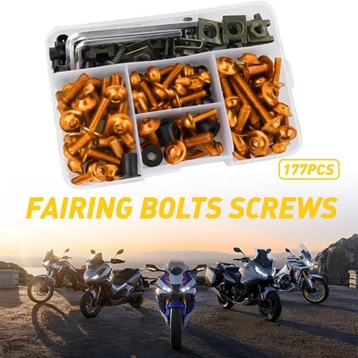 For Honda Suzuki Steel Yamaha Fairing Bolts Bodywork Gold Screws Set of 177pcs - Image 1 of 4