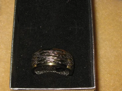 Anillo Banda Colección D'Joy GeoMesh en 14K YG y Rodio Más de 925 Nuevo Sin Etiquetas Talla 10 Foto 1 de 3