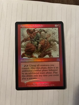 Mtg Aggravated Assault Onslaught Foil NM Magic The Gathering - Image 1 of 2