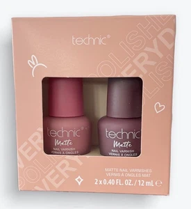 Technic Nail Polish Gift Set 12ml Vegan - Matte Pink & Purple Varnish Xmas Gift - Picture 1 of 2
