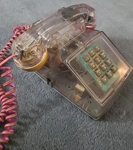 Vintage Cortelco transparent ITT Retro schnurgebunden Drucktasten Tischtelefon - Bild 1 von 6