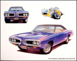 1970 Dodge Super Bee 383 Magnum Art Print Lithograph '70 - Picture 1 of 1